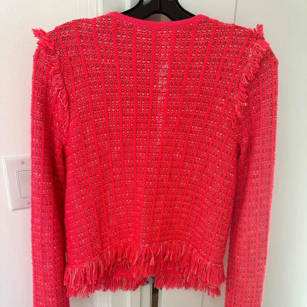 Lilly Pulitzer Simora Spicy Coral Fringe Tweed Jacket - XS - Picture 4 of 7